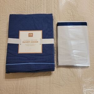 New!! Pottery Barn Teen Classic Oxford Duvet and Euro Sham
